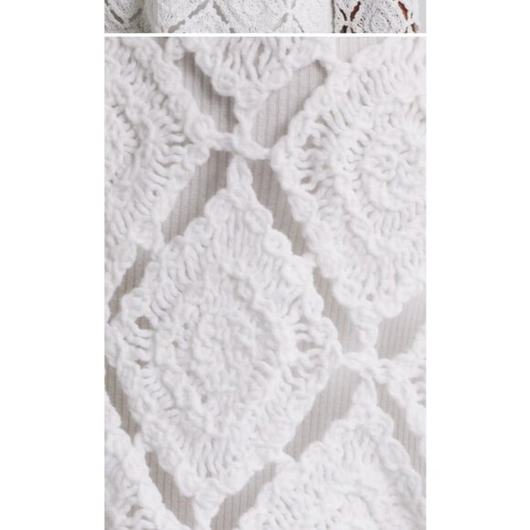 Bobeau Crochet Cardigan Bobeau White Sz.L - Picture 6 of 13